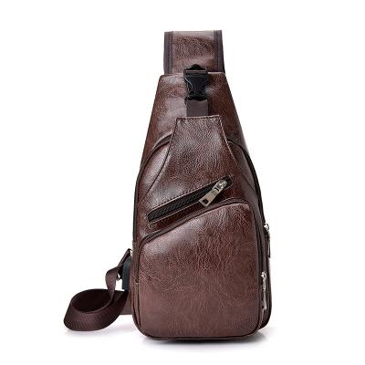 China With USB Men Vintage Sling 2021 Hot Selling Custom Leather Trunk Bag for sale