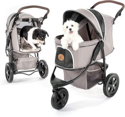 China Dogs Cat Dog Stroller for Medium Small Dog with Storage Basket Dog Carrier Trolley Foldable Lightweight Pet Cart for sale