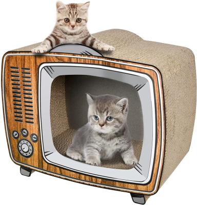 China Viable TV Cat Scratcher Cardboard Lounge Bed large Cat Scratcher Lounge Corrugated Cardboard Cat Scratch Bed for sale