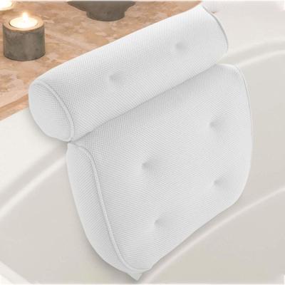 China Sustainable 3D Air Mesh Fabric Bath Pillow Soft And Comfortable Bathtub Spa Pillow for sale