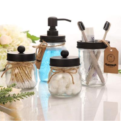 China Sustainable Bathroom Accessories Set 4Pcs Hotel Bathroom Essential Sets Transparent Glass 500ml European Style for sale