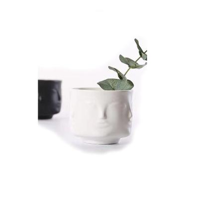 China Small Home Storage Pot Ornament Planter Pots Flower Human Face Ceramic Flower Pot for sale