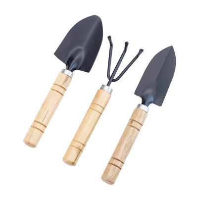 China Planting 3 Pcs Plant Care Plant Soil/Set Mini Spade Shovel Harrow Potted Shovel Wooden Tools Handle Flowerpot Gardening Tools for sale