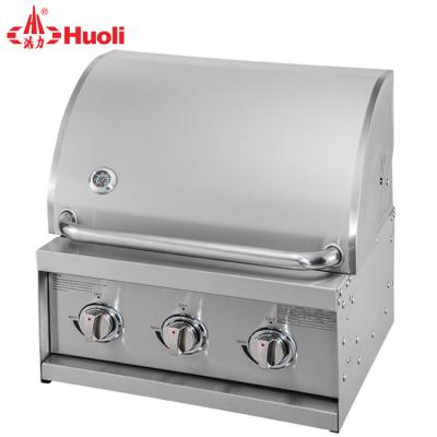 China Hot Selling Price 3 Burners Adjustable Height Cheap Outdoor Kitchen BBQ Smoker Stainless Steel Built In Propane Gas BBQ Grill for sale