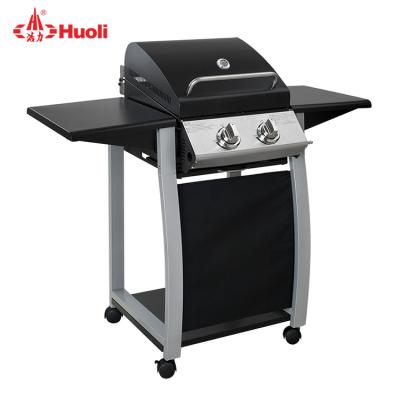 China Black Custom Logo Adjustable Stainless Steel 2 Burners Custom Logo Size Cart Gas BBQ Grill Machine Free Standing Outdoor for sale