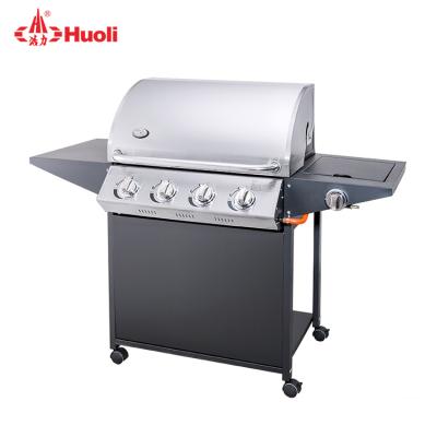 China Factory Direct Adjustable Size Grill 4 Burners BBQ Grill Portable Steel Smoker Cart Stainless Steel Outdoor Gas BBQ Grill with Wheels for sale