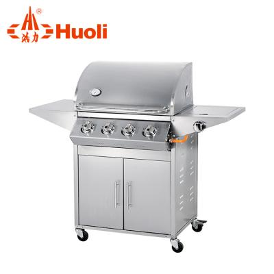 China 4 Size Adjustable Outer Part Infrared Burners Free Standing Stainless Steel Weber Gas BBQ Grill Machine With Side Burner for sale