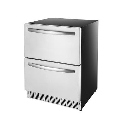 China Good Compressor Manufacturers Kitchen Stainless Steel Large Capacity Outdoor Refrigerator Mechanical Temperature Control Drawer Refrigerator for sale