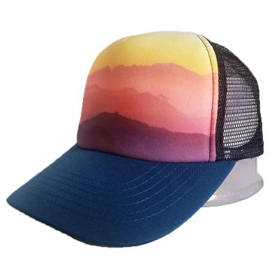 China Bulk COMMON OEM Customize Quality 5 Panel 3D Printing Rainbow Cotton Mesh Trucker Hat Baseball Caps for sale