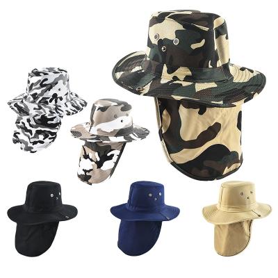 China Fisherman Wide Hat With Rope Sunscreen Sunscreen Brim Outdoor Waterproof Bucket Hat Character And Fin for sale