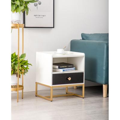 China New Adjustable Modern MDF Table Multi Layer (Size) Knock Down Single Bedside Storage Nightstand Side Table With One Drawer for sale