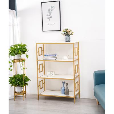 China New Home Decor 2022 Modern Gold Stocked Leg Other Living Room Furniture Hotels 4-Tier Standing Shelves for sale