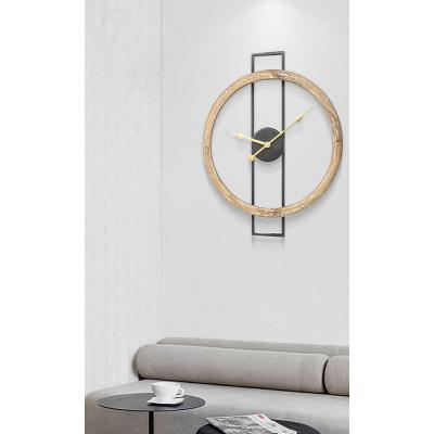 China Large Quartz Clock Frame Nordic Wooden Luxury Home Fashion Minimalism Metal Silent Wall Clock Radio Decoration Silent Wall Clock For Custom for sale