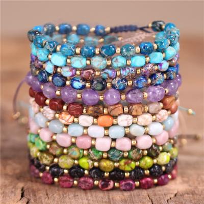 China Simple BOHO Bohemia Natural Stone Beads Stretch Tibetan Gemstones Beaded Adjustable Bracelets Women Bracelet Jewelry Dropshipping for sale