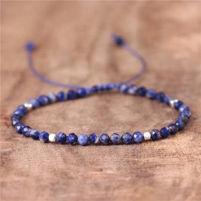 China BOHO Boho Gemstone 4mm Blue Sodalite Beads Tibetan Tasty Bracelet For Women Adjustable Yoga Gemstone Bracelet Jewelry Wholesale for sale