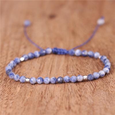 China BOHO Boho Tibetan Tasty Gemstone 4mm Blue Sodalite Beads Bracelet For Women Adjustable Yoga Gemstone Bracelet Jewelry Wholesale for sale