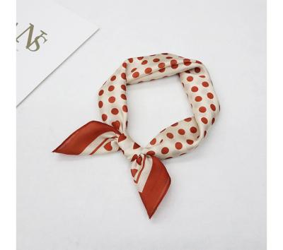 China Spring-Summer Printed Orange Dot Love Dot Love Polka Dot Women's Wholesale New Style Silk Scarf Square Scarf for sale