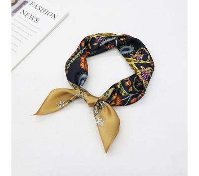 China Spring-Summer Ethnic Gold Printed Women's Wholesale New Style Silk Scarf Square Scarf for sale