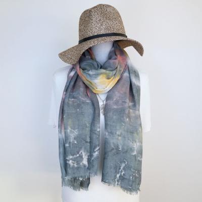 China New style retro handmade tie-dyed ethnic cotton and canvas hand feel long style scarf multicolor optional for sale