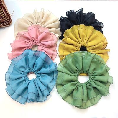 China YueTong Cloth 2020 New Large Super Pleated Huge Pony Hair Band Scrunchy Elastic Hair Band Vintage Hair Accessories For Girl for sale