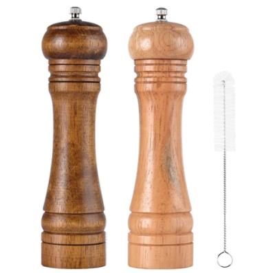 China Amazon Viable Success Adjustable Wooden Grinder Ceramic Mill Hand Shaker Spice 8 Inch Salt and Pepper Grinders for sale