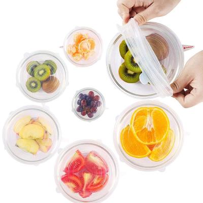 China Non Spill BPA Free And Expandable To Fit Various Shape Of Containers Bombs 6 Packs Of Silicone Stretch Lids for sale