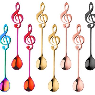 China Viable Stainless Steel Teaspoon Teaspoons Rainbow Musical Note Dessert Espresso Latte Sugar Spoon for sale