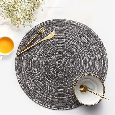 China Sustainable Handmade Cotton Washable Round Braided Macrame Woven Table Mat 14 Inch Rattan Place Mats and Dining Room PVC Pads, Mats and Pads for sale