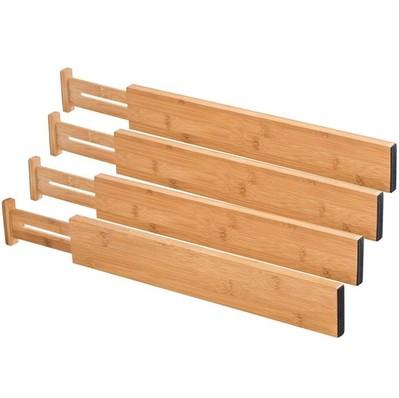 China Sustainable Home Eco-Friendly Natural Bamboo Adjustable Organizers for Kitchen, Expanding Bedroom Drawer Dividers for sale