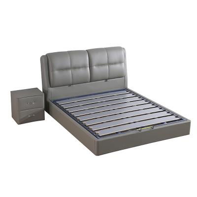 China Storage Wholesale Queen Full Size Unique Elegant Luxury Metal Leather Upholstered Modern Beds for sale