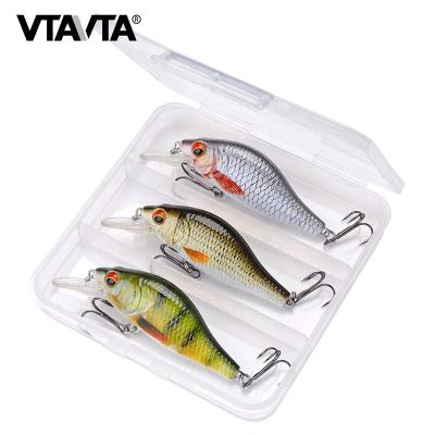 China Vivid Fish Action 3pcs Swimming Float Wobbler With Fishing Tackle Boxes Pike Crankbaits Set For Bass Fishing Lures Hard Baits Minnow Lure for sale