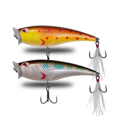 China ABS plastic body wobblers wholesale plastic snap topwater 80mm big lie 12g hard plopper fishing lure with 3D fish eyes for sale