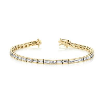 China Trendy Women Jewelry Rectangle Chain Gold Silver Colors Bling Simple CZ Bracelet Women for sale