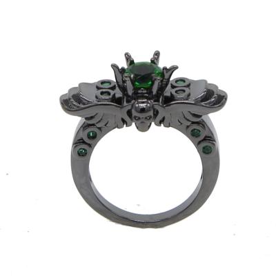 China Trendy normal black 2021 promotion gold ring CZ Wing Rings Gift Girls Women elegant jewelry for sale