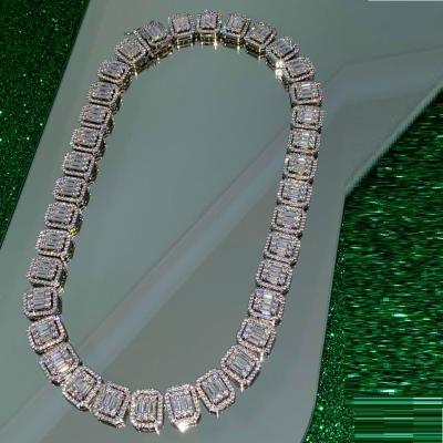 China Fashion Trendy Hip Hop CZ Promotion Square Zirconia Chain Iced Out Bling Jewelry Necklace For Women for sale