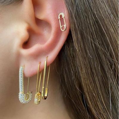 China BOHEMIA Promotion 925 Sterling Silver Unique Design Paper Clip Safety Pin Studs Fashion Elegant Women Jewelry for sale