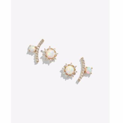 China Fashionable Gold Plated Gold Plated Factory Drop Shipping Chic Fashionable Design Single Opal Stud Earring Good Quality for sale