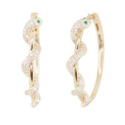 China Trendy Gold Plated Clear Zircon Wrap Snake Circle Earring for sale