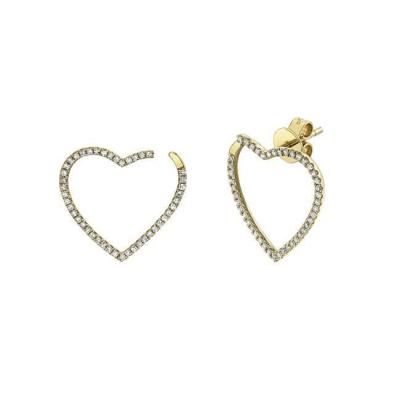 China Trendy Micro Pave Geometric Zircon 5A CZ Heart Circle Stud Earring For Women for sale