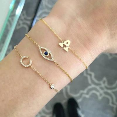 China FASHIONABLE Factory Drop Shipping 2021 Sterling Silver Custom 925 Gold Plated Delicate Evil Eye Charm Bracelet for sale