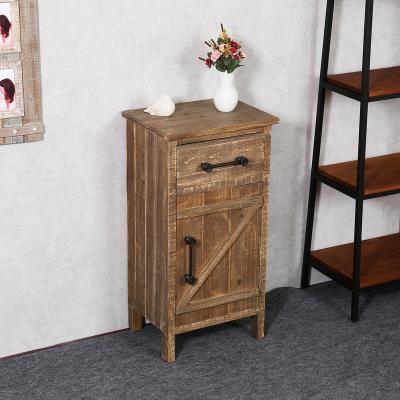 China Rustic Wood Cabinet Bedside Table Smart Storage Cabinet Nightstand for sale