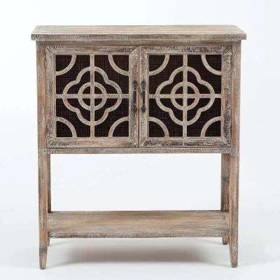 China RUSTIC WOOD AND METAL DOUBLE DOOR CONSOLE TABLE TRADITIONAL LIVING ROOM BEDROOM STORAGE TABLE for sale