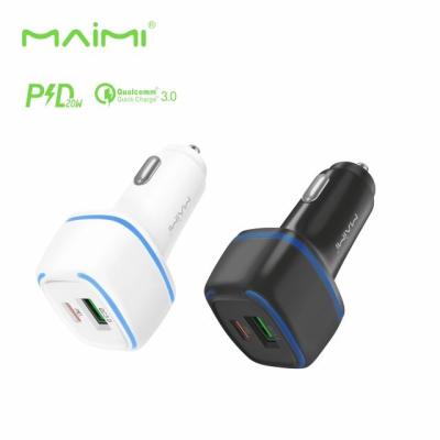 China New China-chic Maimi CC119 QC3.0USB PD3.0 fast car charger daul ports for iPhone fast charging USB C smart phone car charger FOR iphone for sale