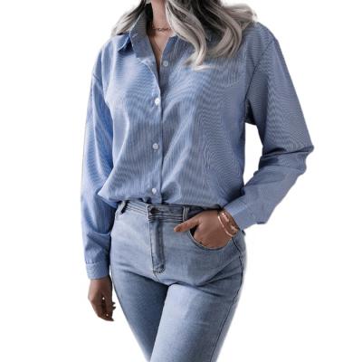 China Spring Autumn Hot Sale Anti-pilling Crossed Wish Ladies Turn Down Collar Long Sleeve Women Office Shirts Blouse for sale