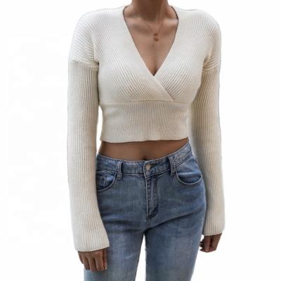 China 2021Spring New Design Women's Sweater Sexy Female Sweater Knitted Cropped Crop Top Anti-wrinkle for sale