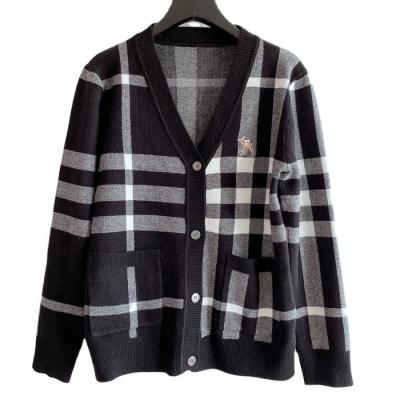 China Autumn Coat Korean Long Sleeve Anti-Pilling Amazon Plaid Cardigan Women Sweater Plaid Oversized Cardigan for sale