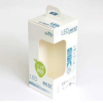 China Custom Hot Sale Full Color Printed Led Light Bulb Box Recyclable With Window And Hanger for sale