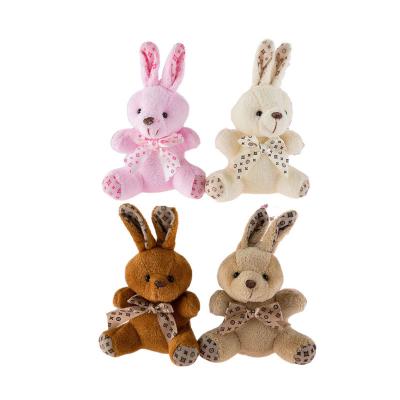 China Wholesale 14cm Cotton Plush Rabbit With Bow Cute Bunny Plush Toys Bag Keychain Car Key Holder For Doll Pendant Kids for sale