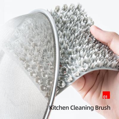 China Sustainable High Quality PP Cleaning Bowl Brush Pot Dish Sweeps Multifunctional Tableware Brush For Kitchen for sale