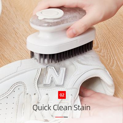 China 2021 Functional Hot-selling Viable Amazon Push Button Hand Cleaning Brush Kitchen Sink Dish Brush With Soap Dispenser Liquid for sale